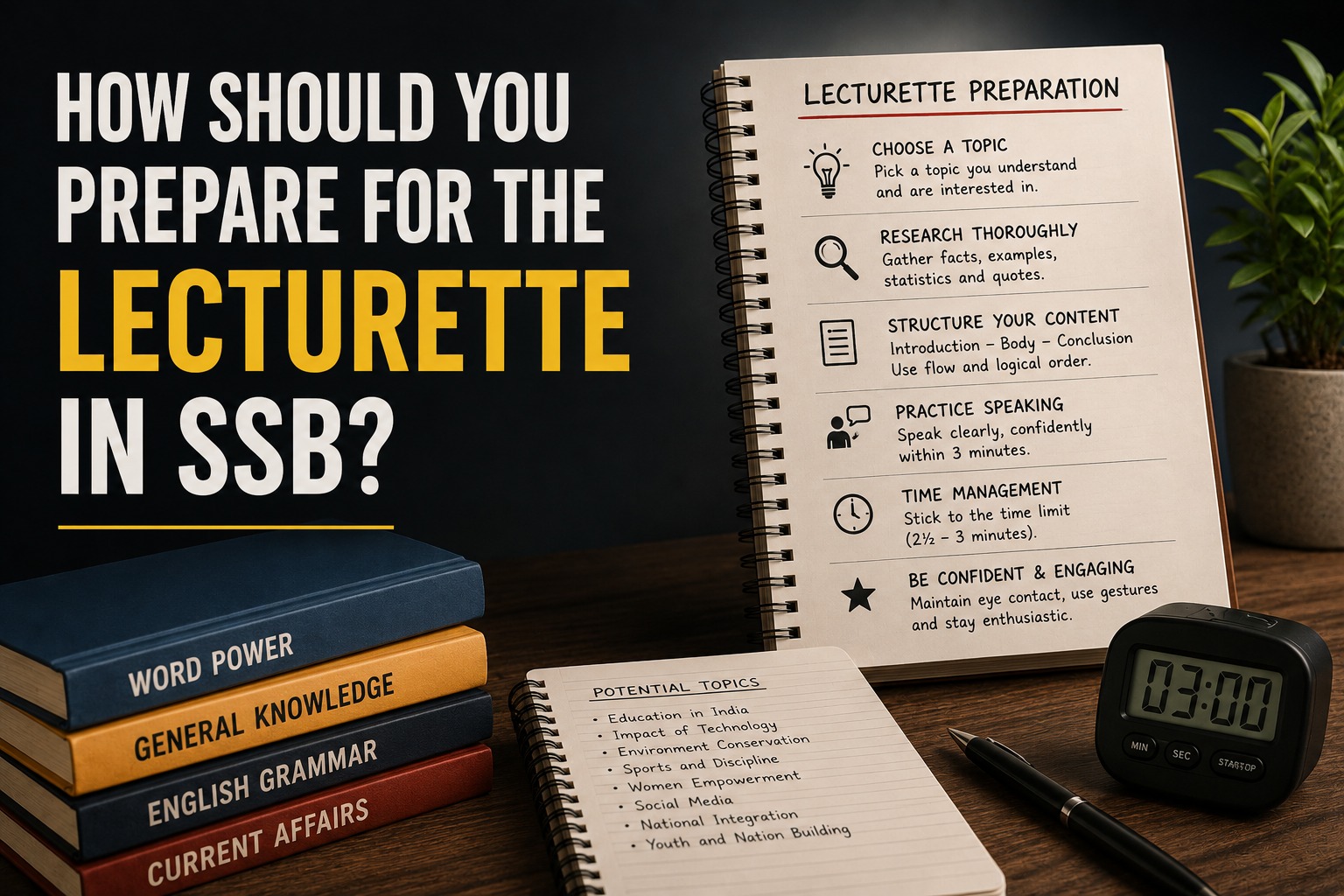 How should you prepare for the lecturette in SSB?