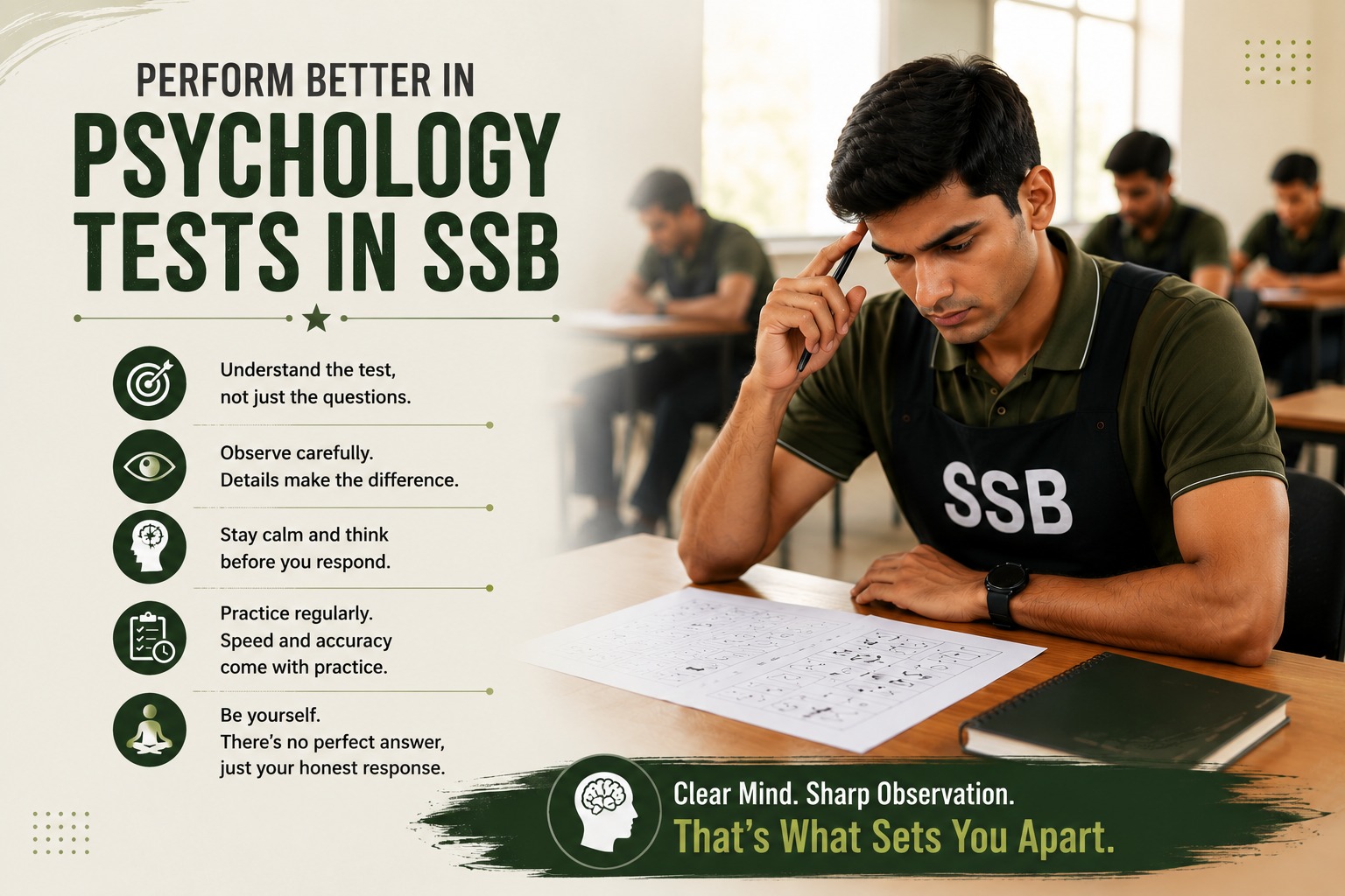 How can you perform better in psychology tests in SSB?